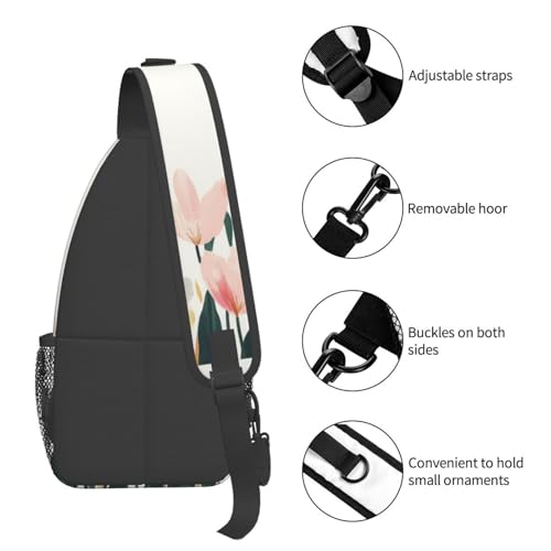 Sling Bag Tulip Flower Watercolor Hiking Daypack Crossbody Shoulder Backpack Travel Chest Pack for Men Women