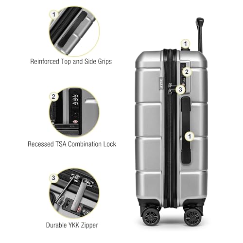 Carry On Luggage 22x14x9 Airline Approved Hardshell Carry On Suitcases with Wheels Travel Rolling 20 Inch Luggage with Cup Holder for Women Men