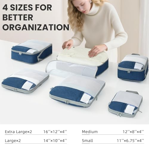 Compression Packing Cubes for Travel (6 Count)