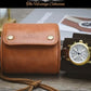 Watch Travel Case for Men Leather Watch Roll for Travel Organizer and Display Watch Case 1 Slot Full Grain Leather Tawny Brown (50 Count)