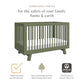 Hudson 3-in-1 Convertible Baby Crib, Olive Green
