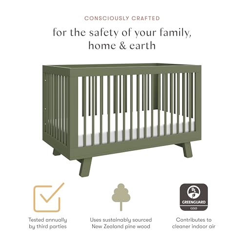 Hudson 3-in-1 Convertible Baby Crib, Olive Green