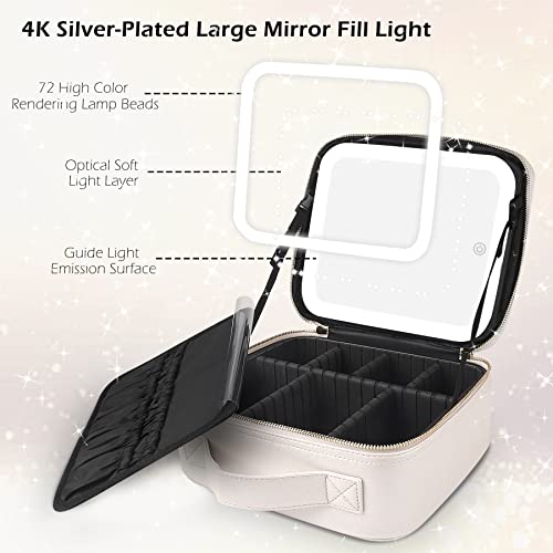 Travel Makeup Bag Cosmetic Bag Makeup Organizer Bag with Lighted Mirror