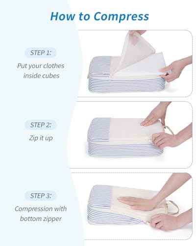 6 Set Compression Packing Cubes for Travel Women Men