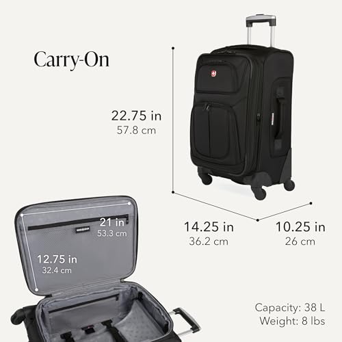 Sion Softside Expandable Spinner Luggage Durable Lightweight Travel Suitcase (2 Count)