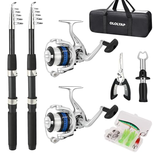 2PCS Fishing Rod and Reel Combo 6.9ft Telescopic Fishing Pole (4 Count)