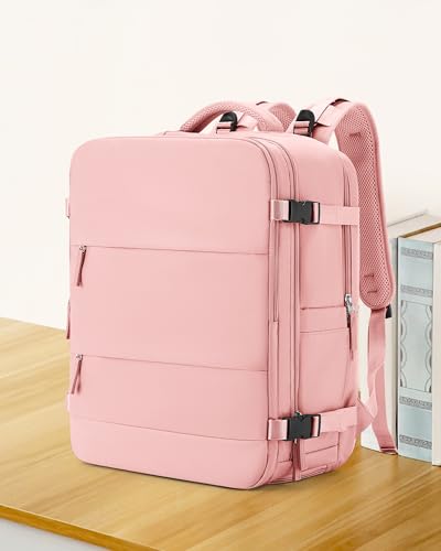 Large Travel Backpack Carry On for Women Man Gym Backpacks with Laptop Compartment Mochila de Viaje Teacher Personal Item Backpack Rucksack Airplane Accessories Must Haves Pink
