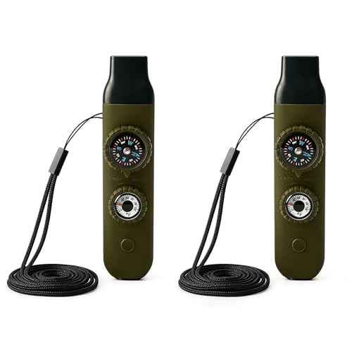 Multifunctional Survival Emergency Whistle for Kids with Compass Hiking Survival (2 Count)