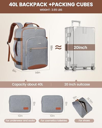 40L Travel Backpack Flight Approved Carry on Backpack