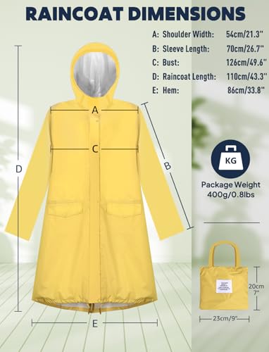 Waterproof Rain Poncho for Women Packable Hooded Raincoat with Pocket