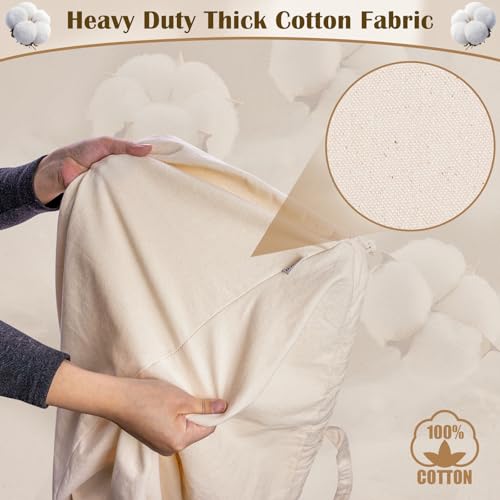 Cotton Canvas Laundry Bag with Handles & Base 16"Wx16"D x27.6"H