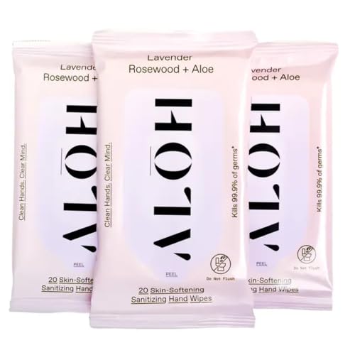 ALŌH Lavender Rosewood + Aloe Hand Sanitizer Wipes (60 Count)