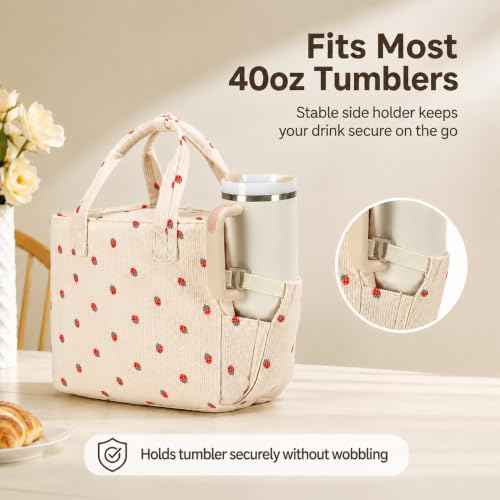 Insulated Lunch Box for Work with Cup Holder