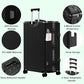Luggage PC+ABS Aluminum Frame Zipperless Checked Luggage Hard Shell Suitcase with TSA Lock Double Spinner Wheels 24 Inch Black