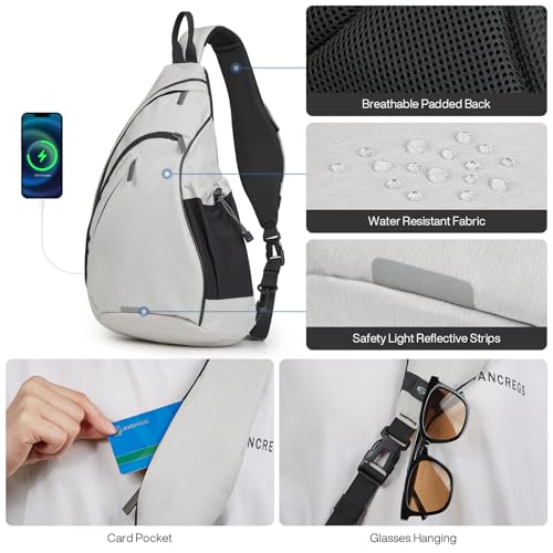 Sling Bag Men Backpack Unisex One Shoulder Bag Hiking Travel Backpack Crossbody with USB Port for Men Women Versatile Casual Daypack
