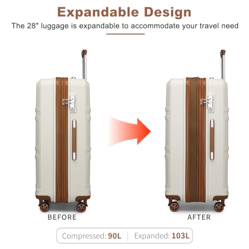 28 Inch Luggage Expandable Suitcase with Spinner Wheels TSA Lock