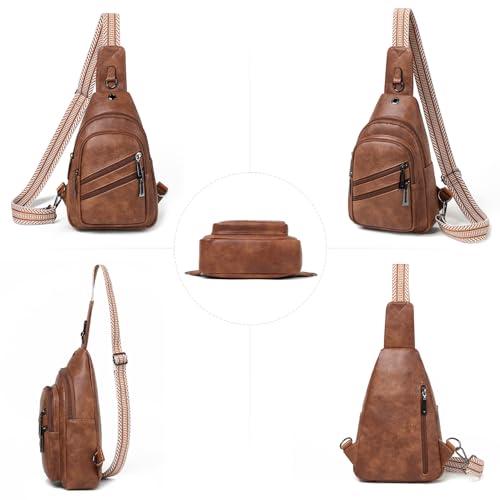 7L Crossboydy Sling Bag for Women Vegan Leather Crossbody Purse Fanny Pack Chest Bag for Travel