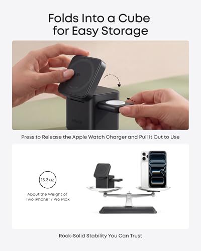 3-in-1 Cube MagSafe Compatible Qi2 15W Foldable Charging Station