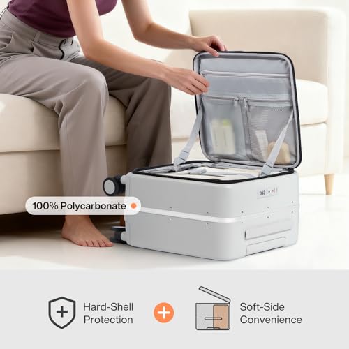 17x14x9 Carry On Luggage Underseat PC Hard Shell Suitcase Top Opening Aluminum Frame Travel Suitcases with Wheels