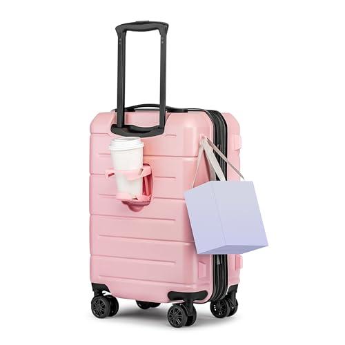 Carry On Luggage 22x14x9 Airline Approved Expandable Hardshell 20 Inch Suitcase with TSA Lock Carry On Suitcase with Wheels Small Travel Rolling Luggage with Cup Holder for Women