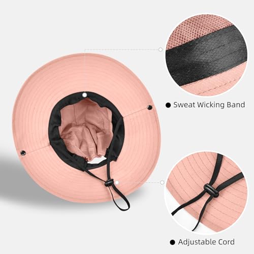 Ponytail Sun Bucket Hats for Women UV Protection Foldable Wide Brim