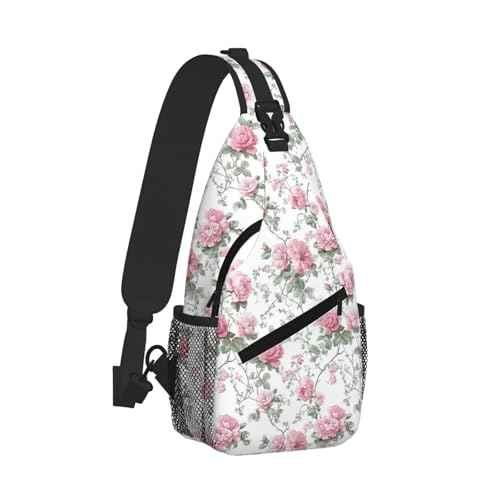Sling Bag Vintage Floral Hiking Daypack Crossbody Shoulder Backpack Travel Chest Pack for Men Women