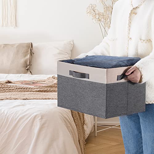 Large Fabric Storage Bins for Shelves with 3 Handles (3 Count)