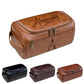 3-in-1 unisex PU toiletry bag: laser engraving & detachable waterproof section. Great personalized gifts (groomsmen, Father's Day, birthdays) — ideal for travel, gym, camping