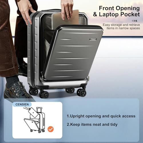 20 Inch Carry On Luggage 22×14×9 Airline Approved with Front Pocket