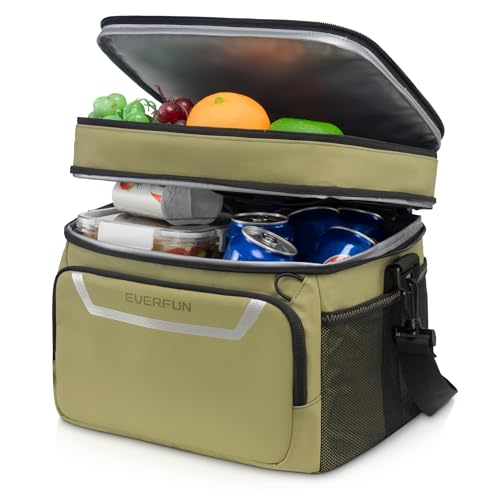 Small Cooler Bag 24 Can Insulated Lunch Box Double Deck Soft Leak (24 Count)