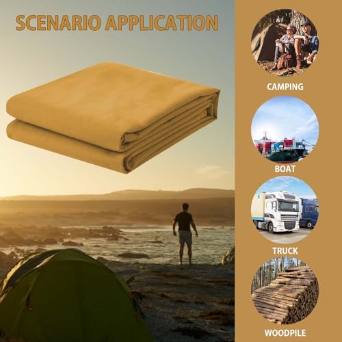20x30ft Canvas Tarp 22 Mil Tarps 14 oz Canvas Tarpaulin Heavy Duty Cloth Water