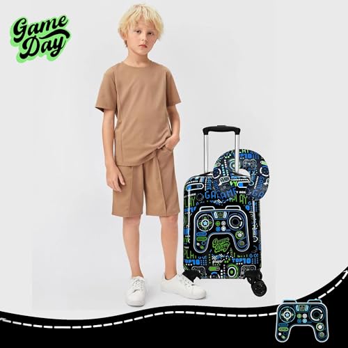 Kids Suitcase Set for Boys Hardside Luggage with Spinner Wheels 2 Piece 16inch Toddler Suitcase for Boys Travel Carry on Luggage Airline Approved (2 Count)