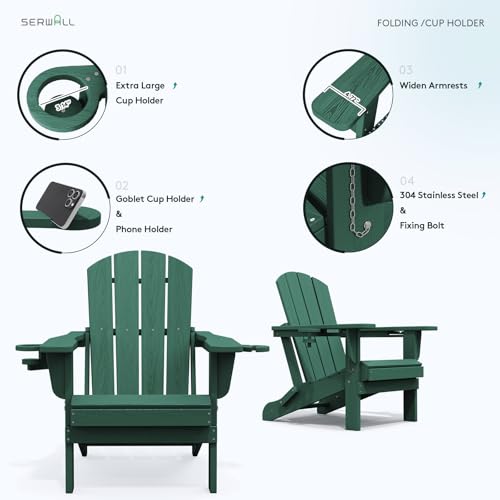 Outdoor Adirondack Chairs with 2 Cup Holders