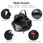 PU Leather Small Backpack Purse for Women Ladies Dark Black