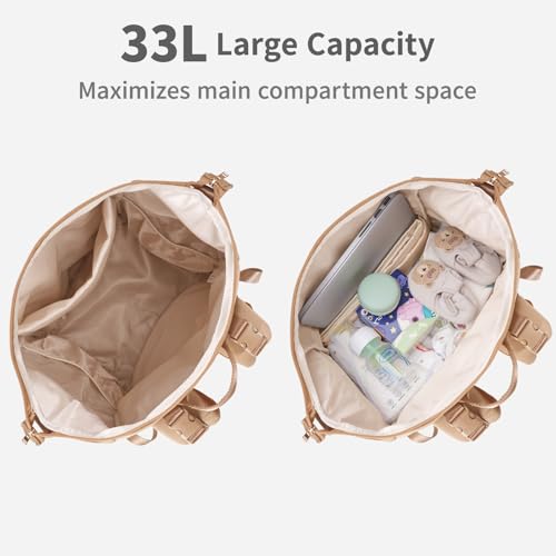 Neoprene Diaper bag Backpack Waterproof Baby Changing Bags for Mom and Dad with Changing Pad Large Travel Maternity Tote with Insulated Pockets and Organised Compartments
