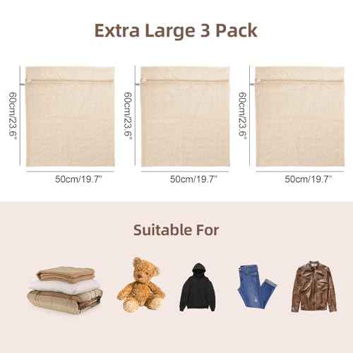 100% Pure Cotton Mesh Laundry Bags (3 Count)