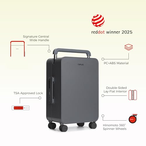Balance 20" Wide Handle Suitcase Hardside Zipperless Luggage Grey
