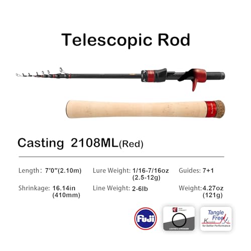 PURELURE Telescopic Casting Rod 7ft