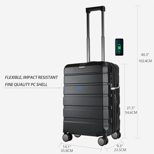 Hardside Expandable Carry On Luggage with Spinner Wheels & Built