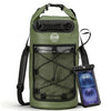5/10/25/30/40L Waterproof Dry Bag & Phone Case - Large Floating Dry Backpack for Kayaking, Travel, Hiking, Fishing, Camping, Motorcycles & Beach, Heavy-Duty Roll Top Men/Women (Green)