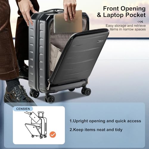 20 Inch Carry On Luggage 22×14×9 Airline Approved with Front Pocket