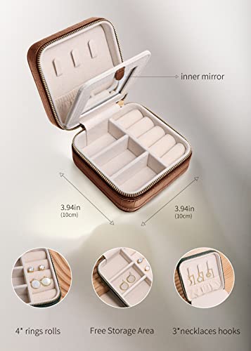 Travel Jewelry Organizer Boxes for Women Small Portable Necklace Earrings Bracelet Rings Travel Case Best Friend Birthday Gifts for Women Trendy