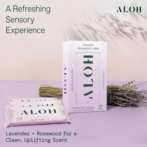 ALŌH Lavender Rosewood + Aloe Hand Sanitizer Wipes (60 Count)