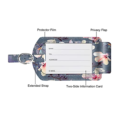 2 Pack Luggage Tags Leather Name ID Labels with Privacy Cover (2 Count)