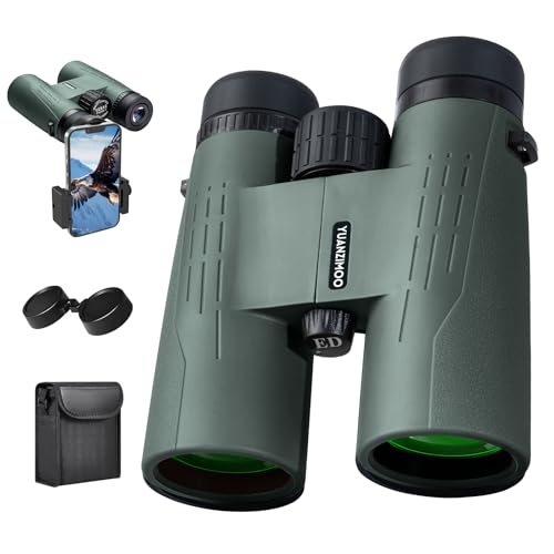 12x42 HD Binoculars for Adults High Powered Binoculars with Upgraded Phone Adapter Compact Binocular with Low Light Night Vision for Bird Watching Hunting Outdoor Sports Concerts Green