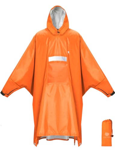 Hooded Rain Poncho for Adult Waterproof Lightweight Raincoat