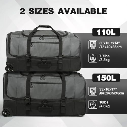 30" Large Rolling Travel Duffle Bag with Wheels and Handle