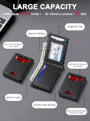 Wallet for Men RFID Blocking Minimalist Card Holder Wallet for 12