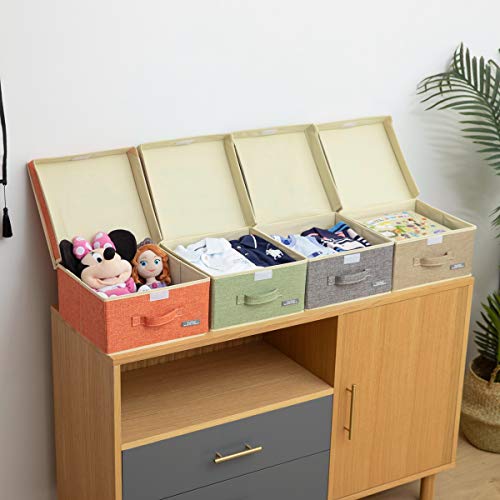 Fabric Storage Bins with Lids Small 4 Pack (4 Count)