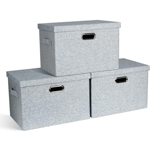 Storage Bins with Lids Fabric Closet Organizers Cubes Office Organization (3 Count)